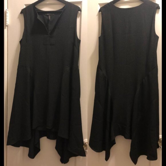 New BCBGMaxAzria Bette jacquard minimalist notch collar boxy high-low mini dress - Picture 6 of 16